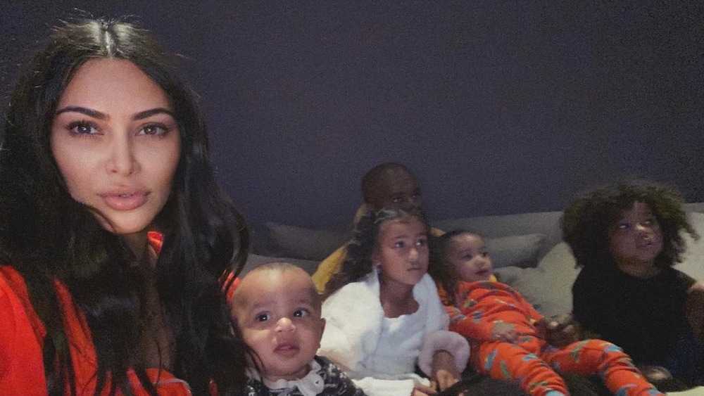 Kim Kardashian with Kanye West and their kids