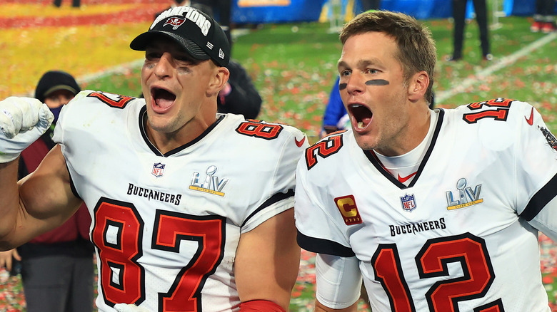 Rob Gronkowski and Tom Brady at the Super Bowl