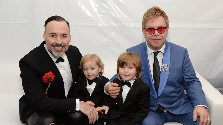 David Furnish, Elton John, and sons