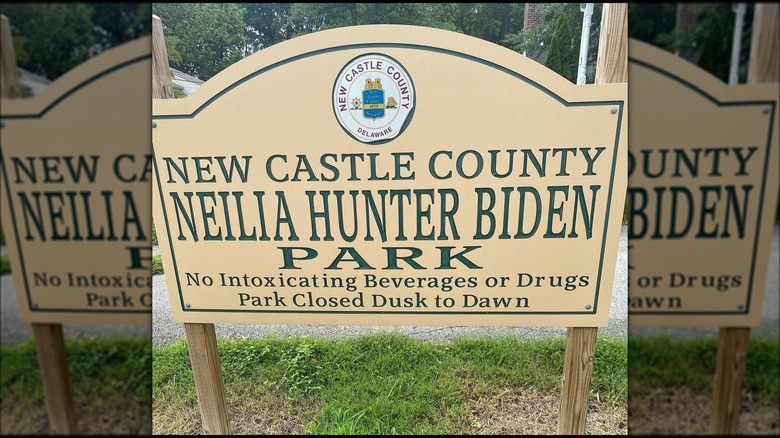 Photo of Neilia Hunter Biden Park sign