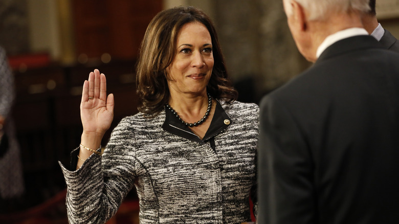 Kamala Harris being sworn in as a U.S. senator