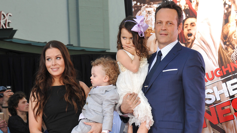 Vince Vaughn posing with his family