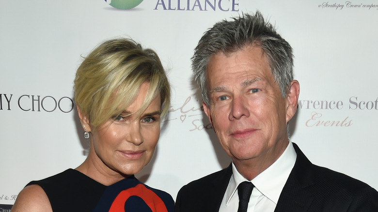 Yolanda Hadid and David Foster posing