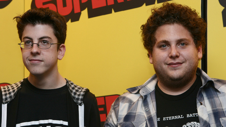 Christopher Mintz-Plasse and Jonah Hill at the Superbad premiere in Dublin, Ireland, in 2007