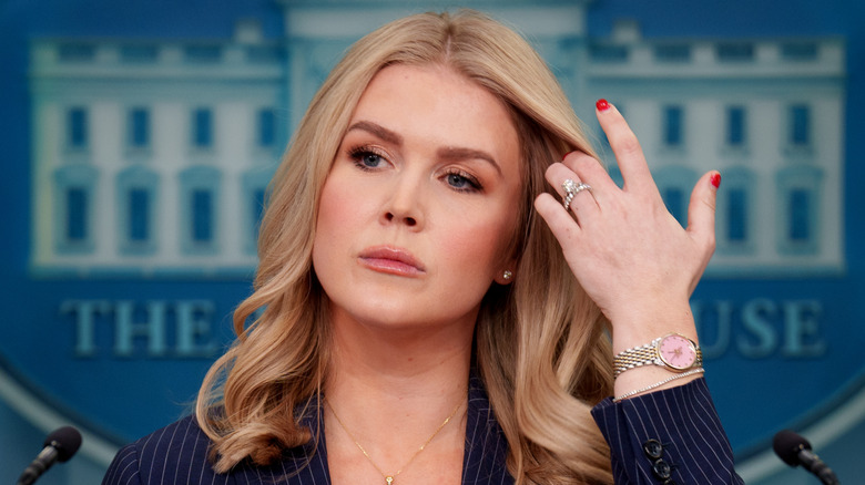 Karoline Leavitt speaking at the White House