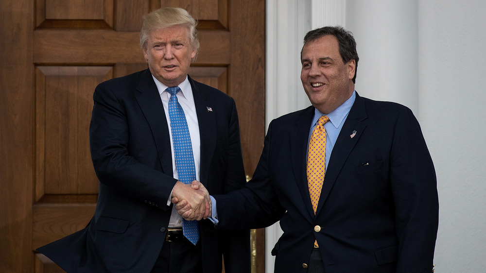 Donald Trump and Chris Christie shaking hands