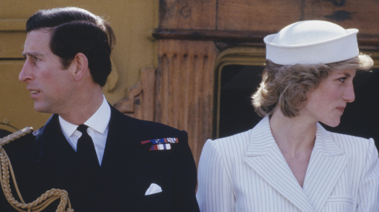 Charles and Diana looking unhappy