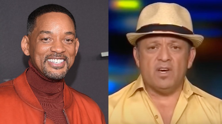 Will Smith in red turtleneck; Paul Rodriguez in appearance on CNN