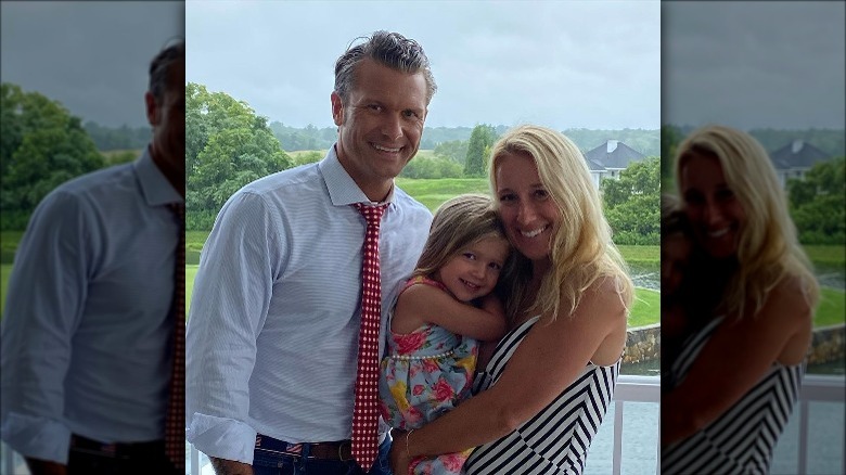 Pete Hegseth and Jennifer Rauchet pose with their daughter