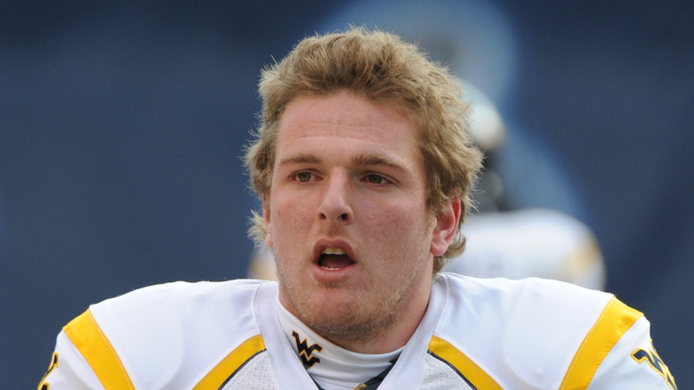 Pat McAfee playing for the west Virginia University Mountaineers