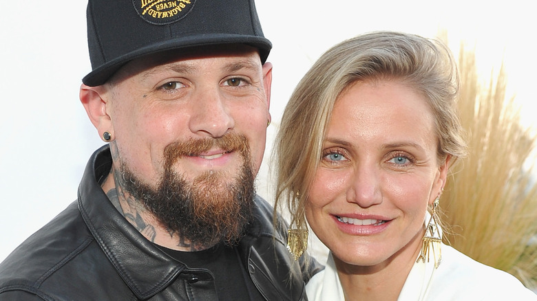 Cameron Diaz and Benji Madden posing together in 2016