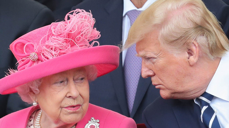 Queen Elizabeth and Donald Trump talking