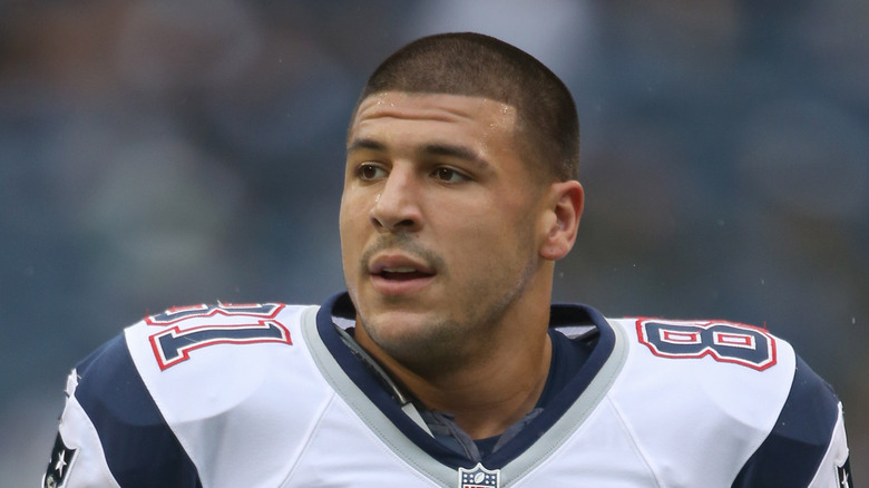 Aaron Hernandez on the field Patriots