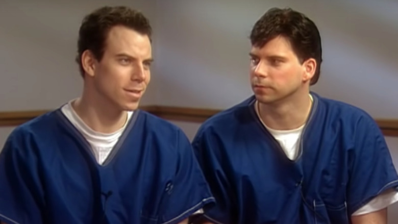 Lyle and Erik Menendez during a jailhouse interview with Barbara Walters 