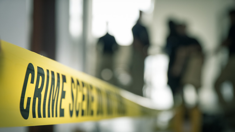 Crime scene police tape stock image