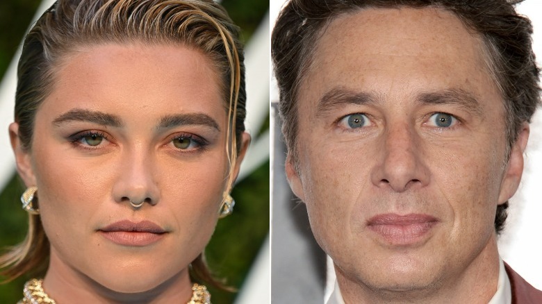 Florence Pugh, Zach Braff posing