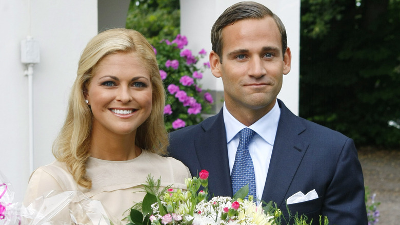 Princess Madeleine of Sweden and Jonas Bergström posing