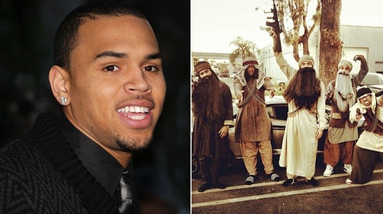 Chris Brown dressed as an Arab terrorist