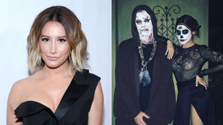 Ashley Tisdale dressed in a Day of the Dead Halloween costume