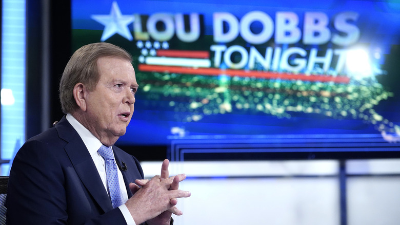 Lou Dobbs on the set of Fox News' Lou Dobbs Tonight