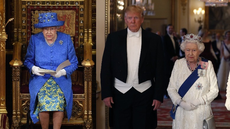 Queen Elizabeth opens Parliament/With Donald Trump