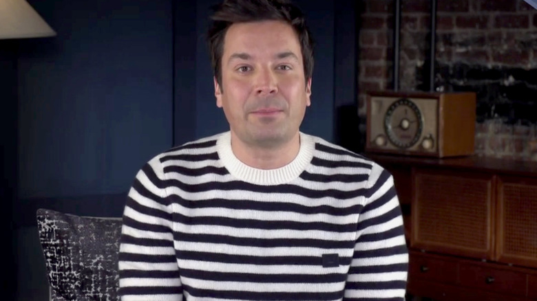 Jimmy Fallon on a Zoom call at the SAG awards