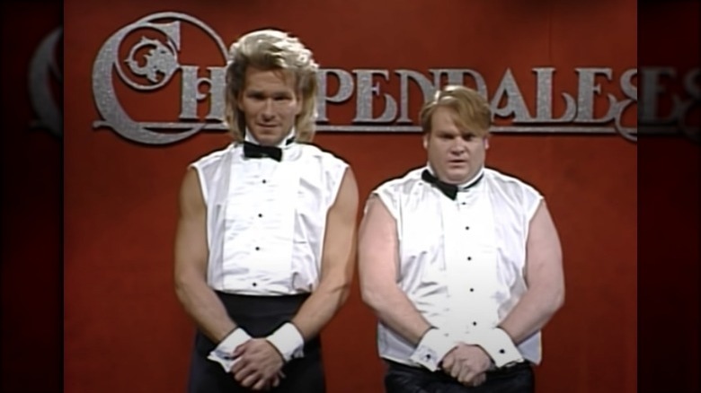 Patrick Swayze and Chris Farley on SNL