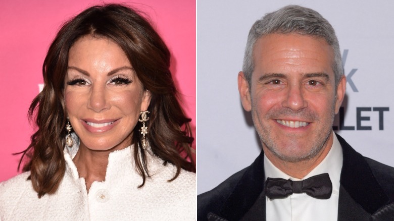 Danielle Staub smiling (left), Andy Cohen smiling (right)