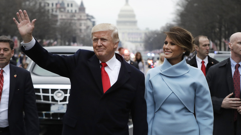 Donald Trump and Melania Trump pose 