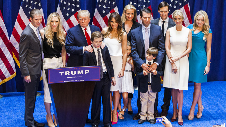 The Trump family poses 