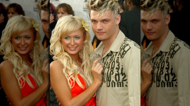 Paris Hilton and Nick Carter, both smiling