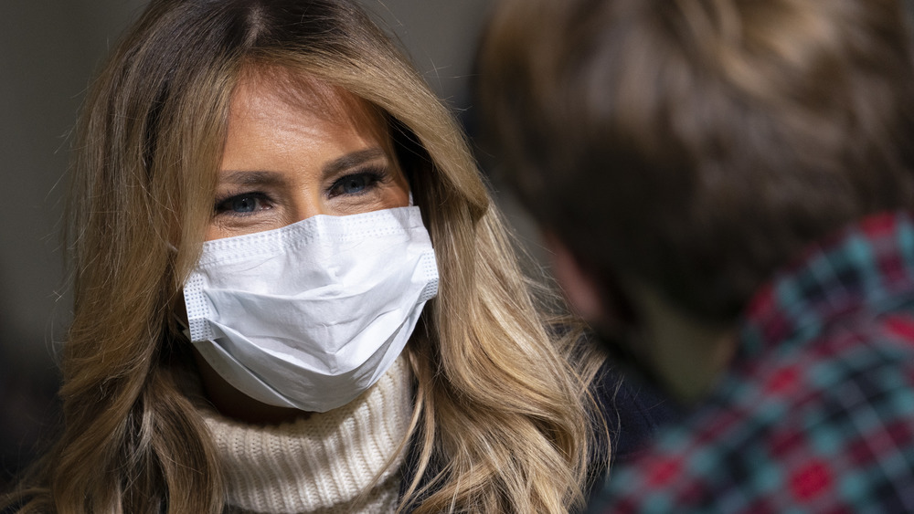 Melania Trump wearing a mask