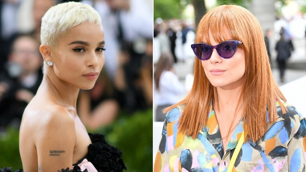 Zoe Kravitz smoldering (left), Lilly Allen smirking (right)