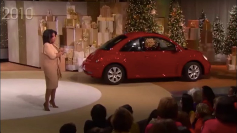 Oprah Winfrey during the VW Beetle giveaway