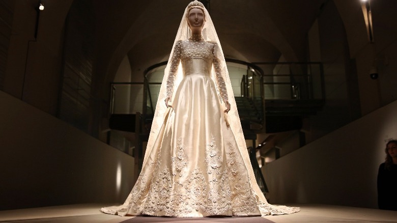 Marie-Chantall Miller wedding dress Valentino display