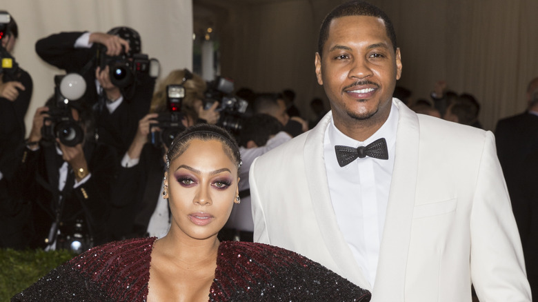 La La Anthony and Carmelo Anthony posing