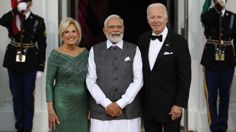 President Joe Biden and first lady Jill Biden welcoming Indian Prime Minister Narendra Modi to the White House