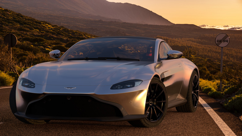 Silver Tesla Roadster in the Canary Islands