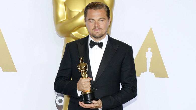 Leonardo DiCaprio with an Oscar