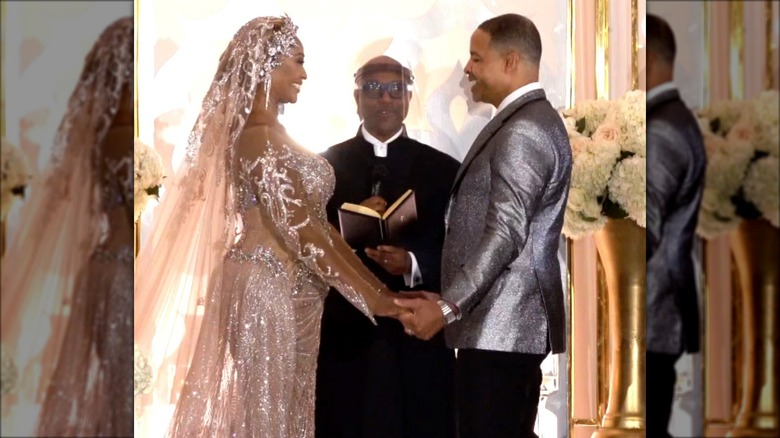 Cynthia Bailey and Mike Hill on their wedding day