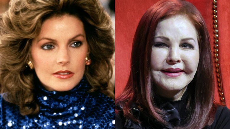 Priscilla Presley as Jenna Wade in Dallas and posing for a photo in Las Vegas in November 2024