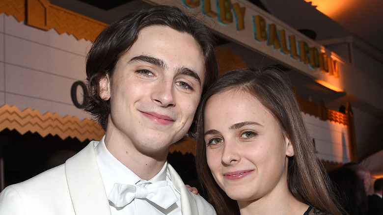 Timothée and Pauline Chalamet smiling