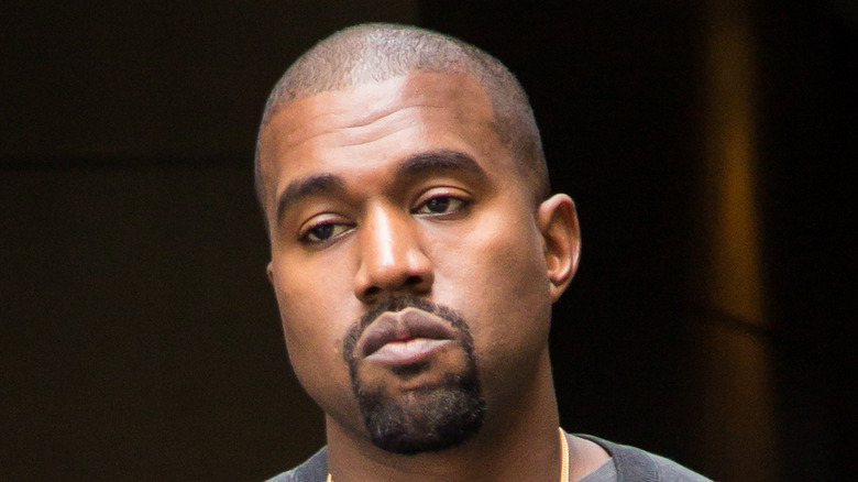 Kanye West looks upset