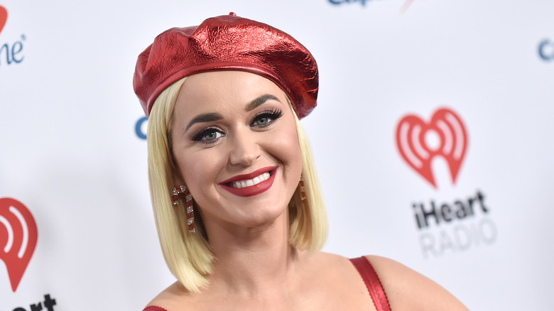 Katy Perry wearing a red beret