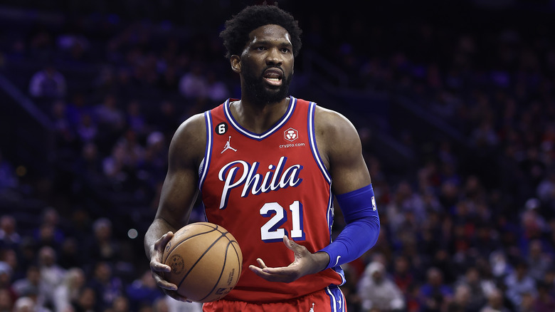 Joel Embiid playing for the Philadelphia 76ers 