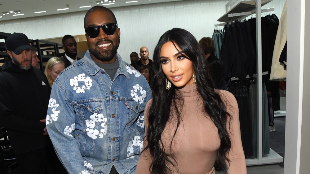 Kim Kardashian and Kanye West at Yeezy event