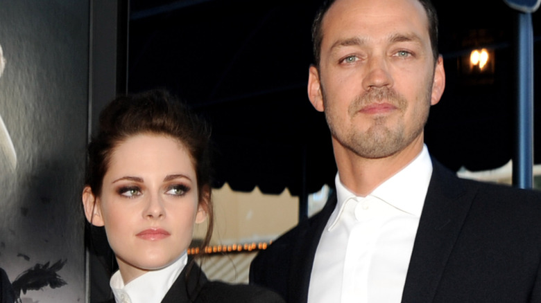 Kristen Stewart with Rupert Sanders in tuxedos