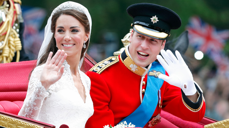 Kate Middleton and Prince William in a carriage