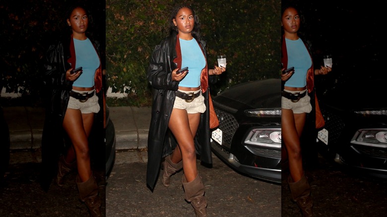 Sasha Obama leaving a Halloween party in shorts