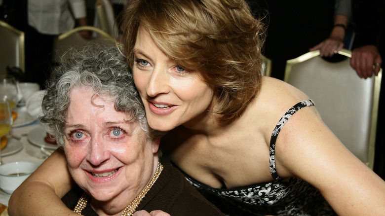 Jodie Foster hugs her mother